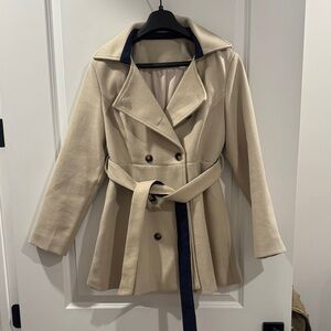 SHEIN Tan Double-Breasted Trench Coat